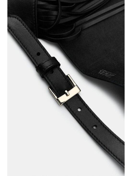 ZARA 100% LEATHER FRINGE SCARF BELT